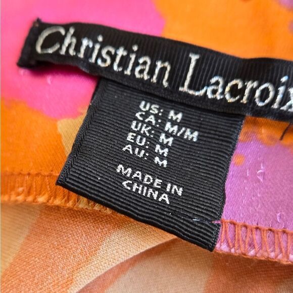 Christian Lacroix Satin Pink and Orange Cut Out Dress NWT - Picture 6 of 7